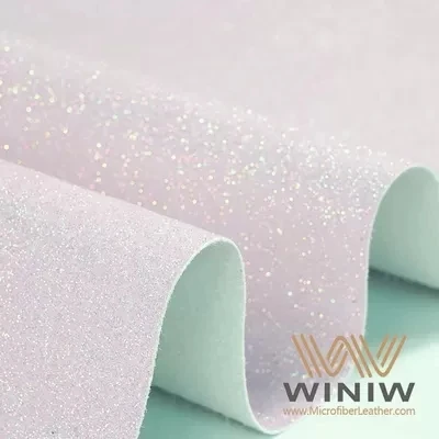 Embossed Glitter PU Leather Waterproof 0.8mm Thickness Vegan Microfiber Leather